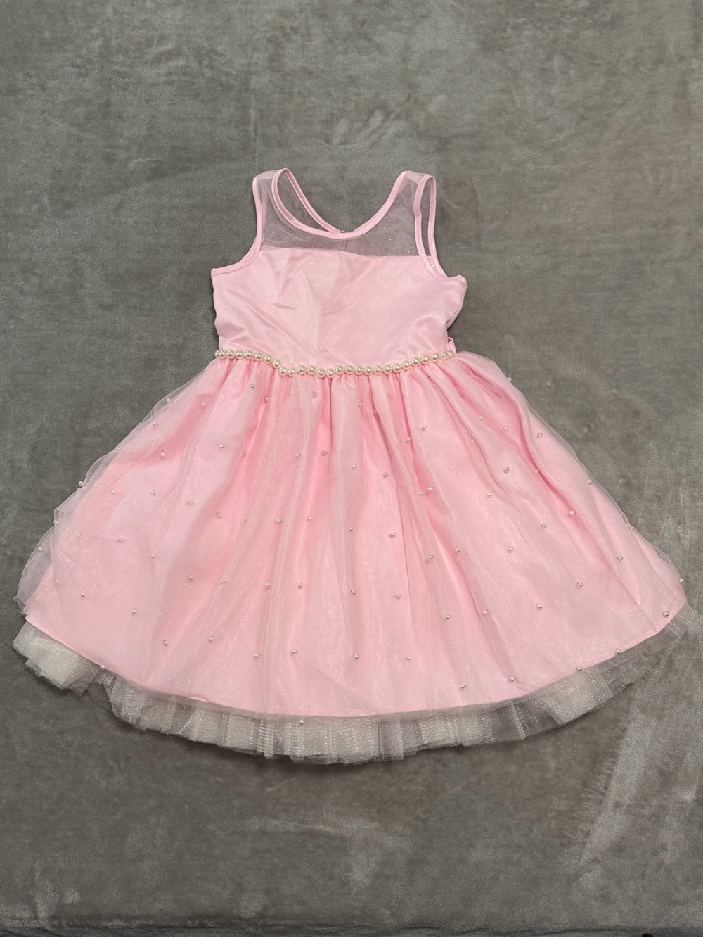 American Princess Pink Tulle Special Occasion Dress with Pearls Size 7